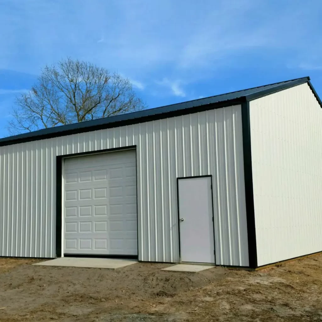 a white building with a door